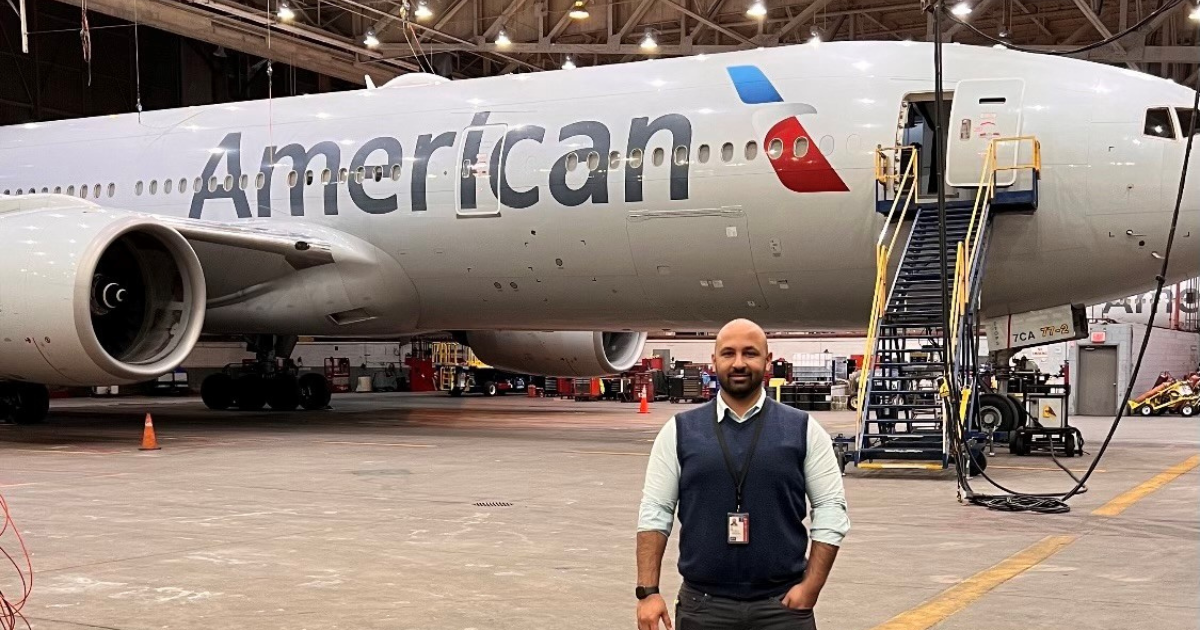 Ehab Zaki '21 aircraft mechanic for American Airlines